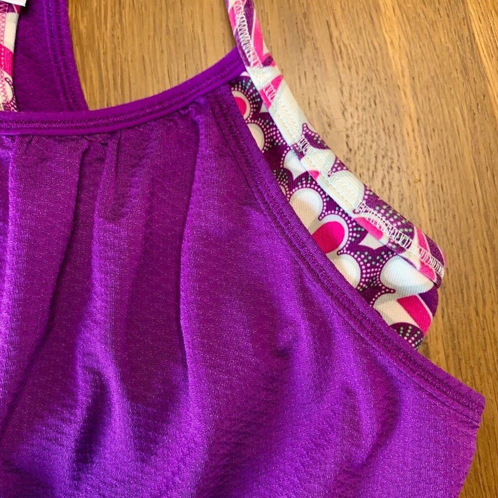 IVIVVA Lululemon Yoga Tank Top Girls 10 Sports Bra Double Layer Tee Girl Purple - Picture 5 of 8
